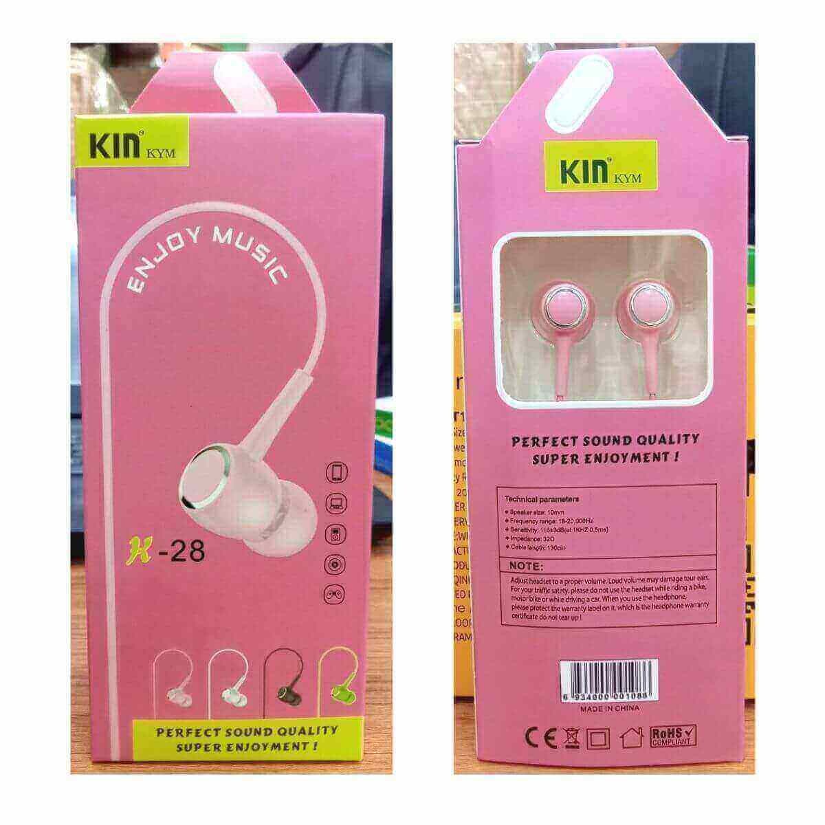 KIN Kym K28 Perfect Sound Earphone Pink Color