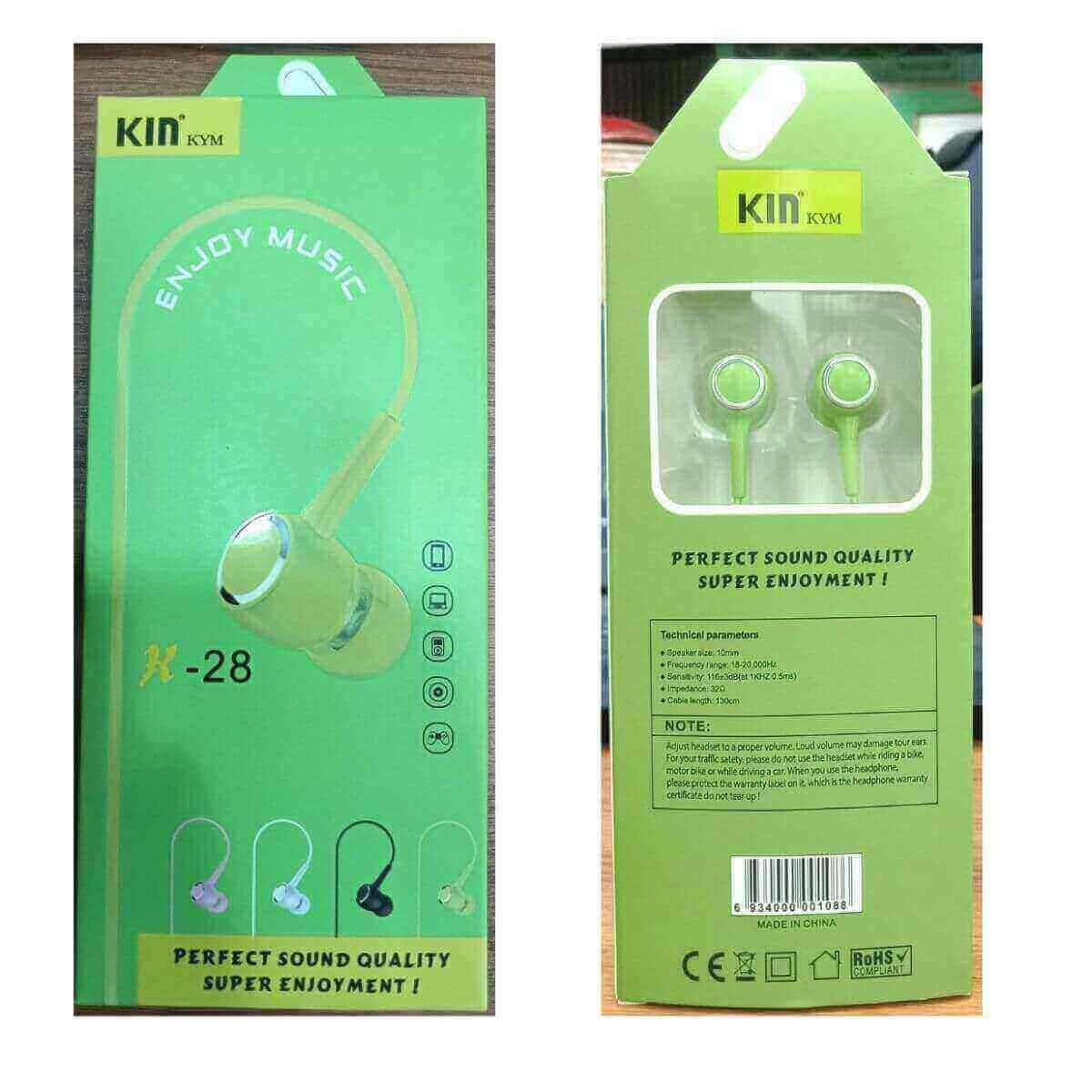 KIN K28 Perfect Sound Earphone Green