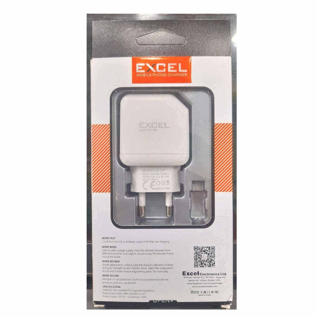 Excel 3.4A B24 Micro Fast Charger BD