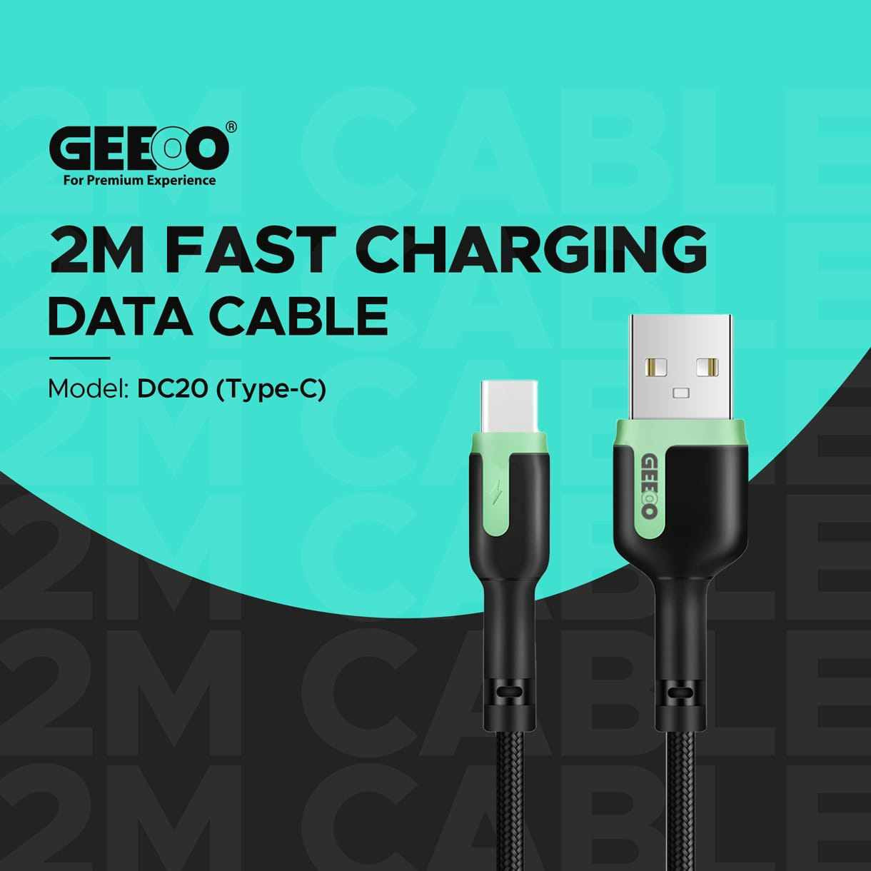 GEEOO DC20 2m Fast Charging Usb To Type-C Cable Bd