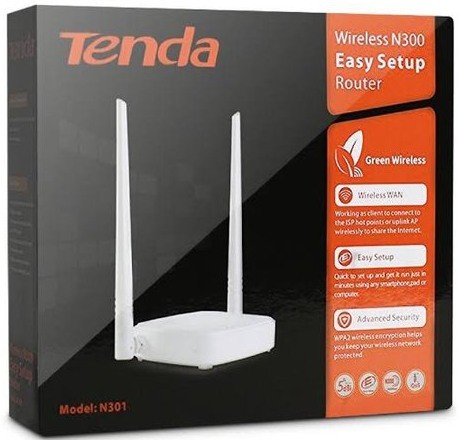 Tenda N301 WiFi Router 300 Mbps 2 Antenna White BD