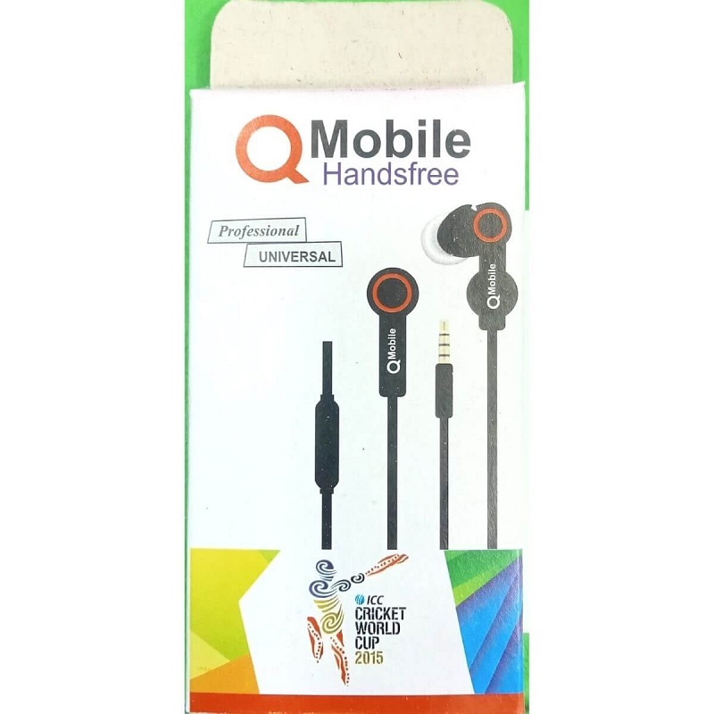 Qmobile Earphone Black White Q Mobile (with Packet)