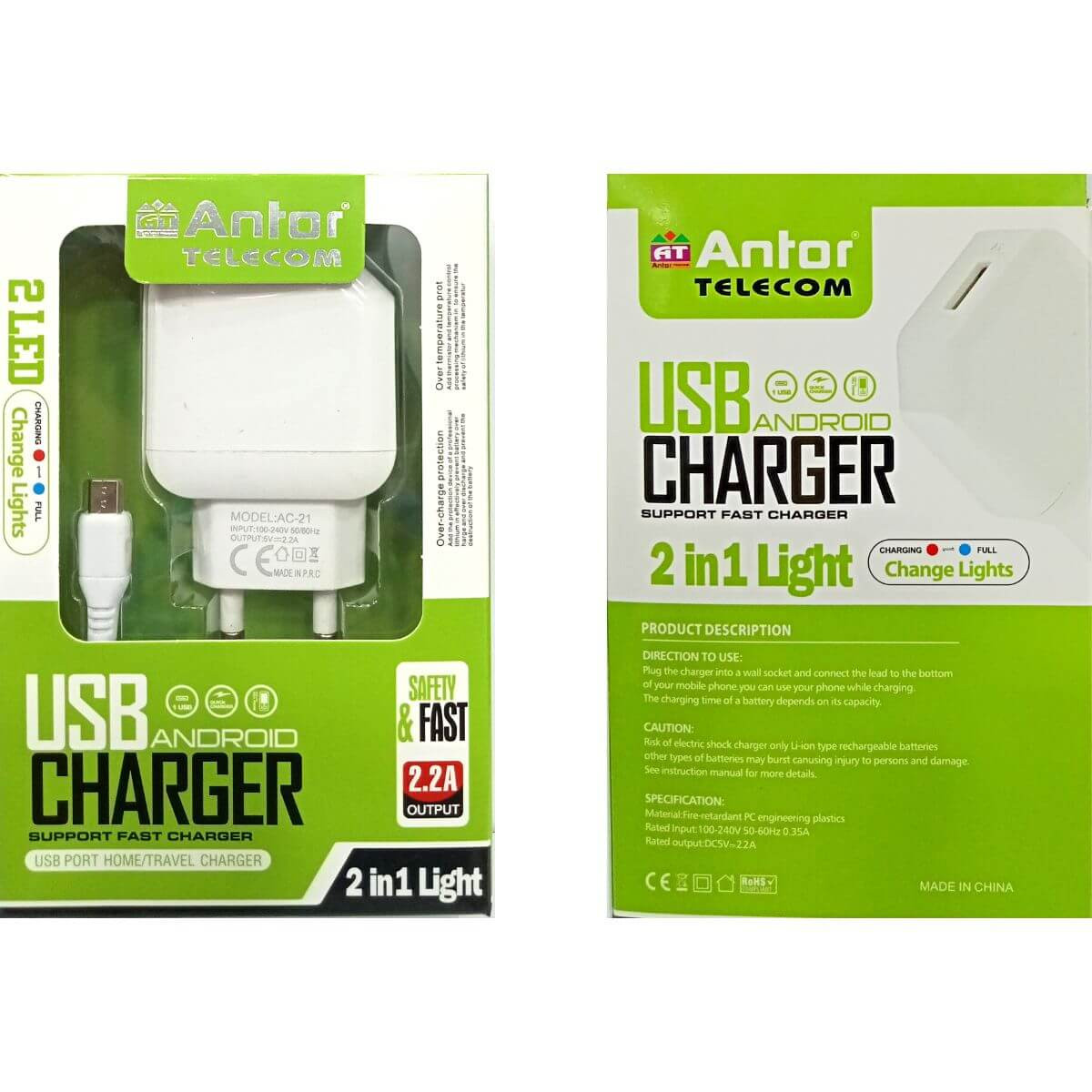 Antor 2.2A Micro USB Android ChargerBD