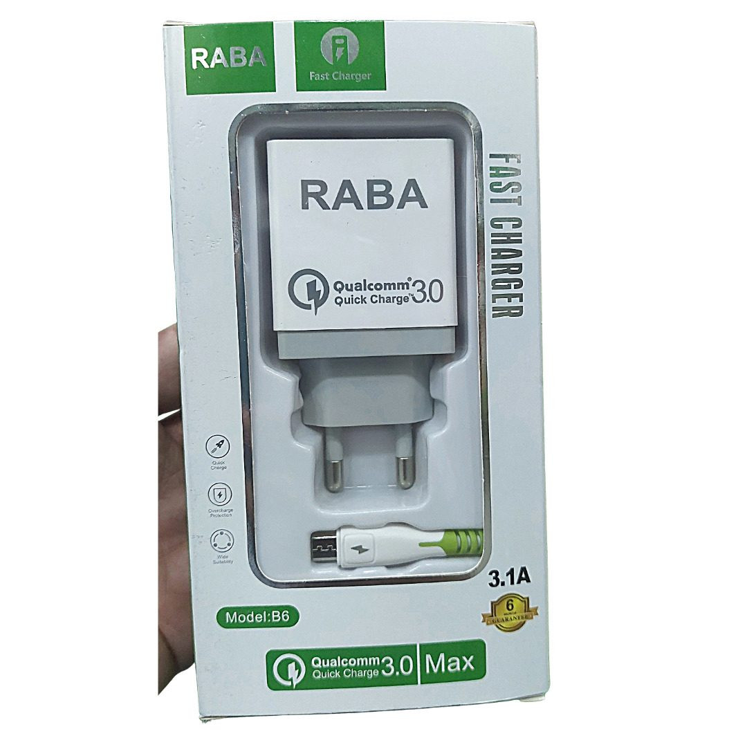 Raba Iphone Charger B6 24W QC.3(ফাস্ট চার্জিং শো ক...... BD