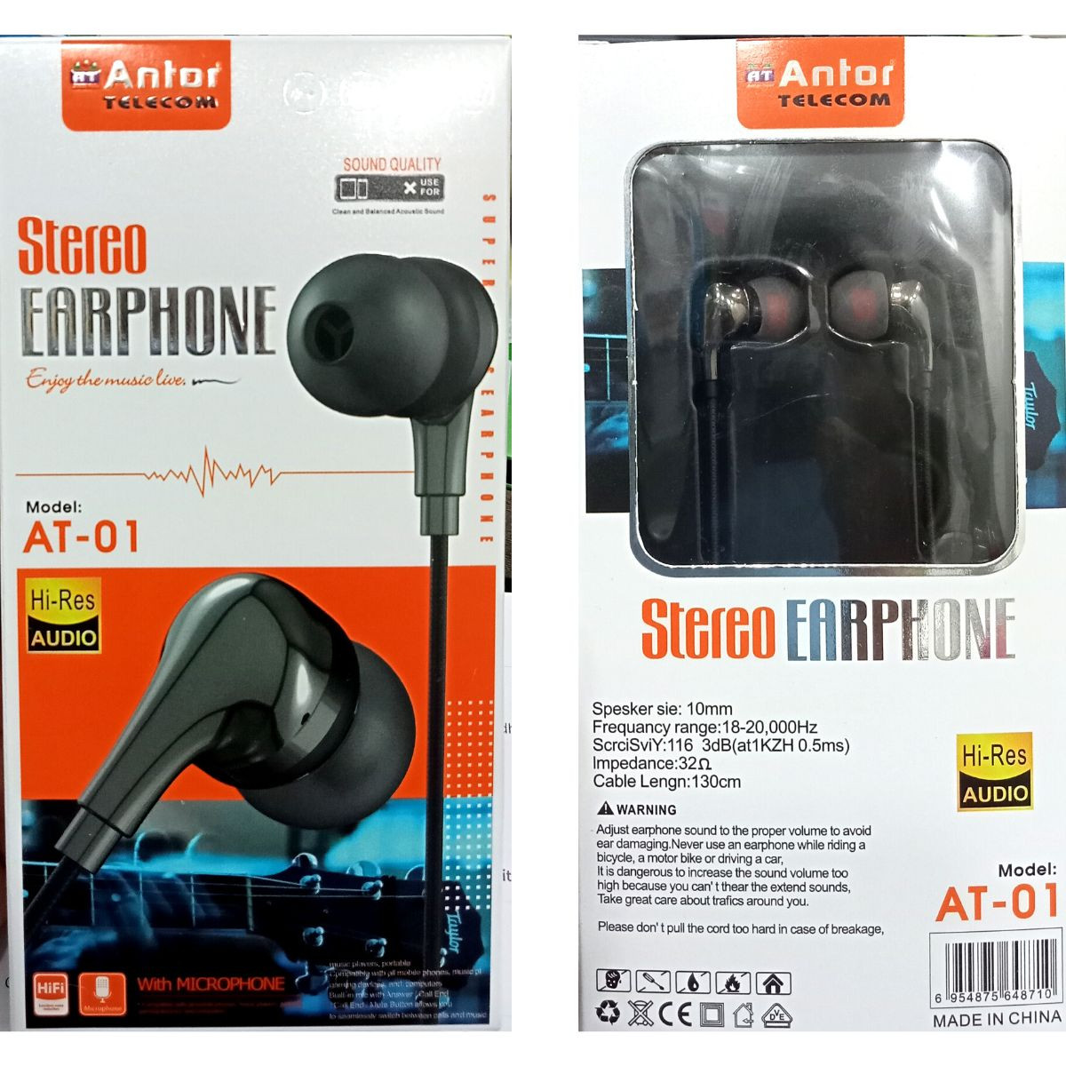 Antor AT-01 Stereo Earphone Bd