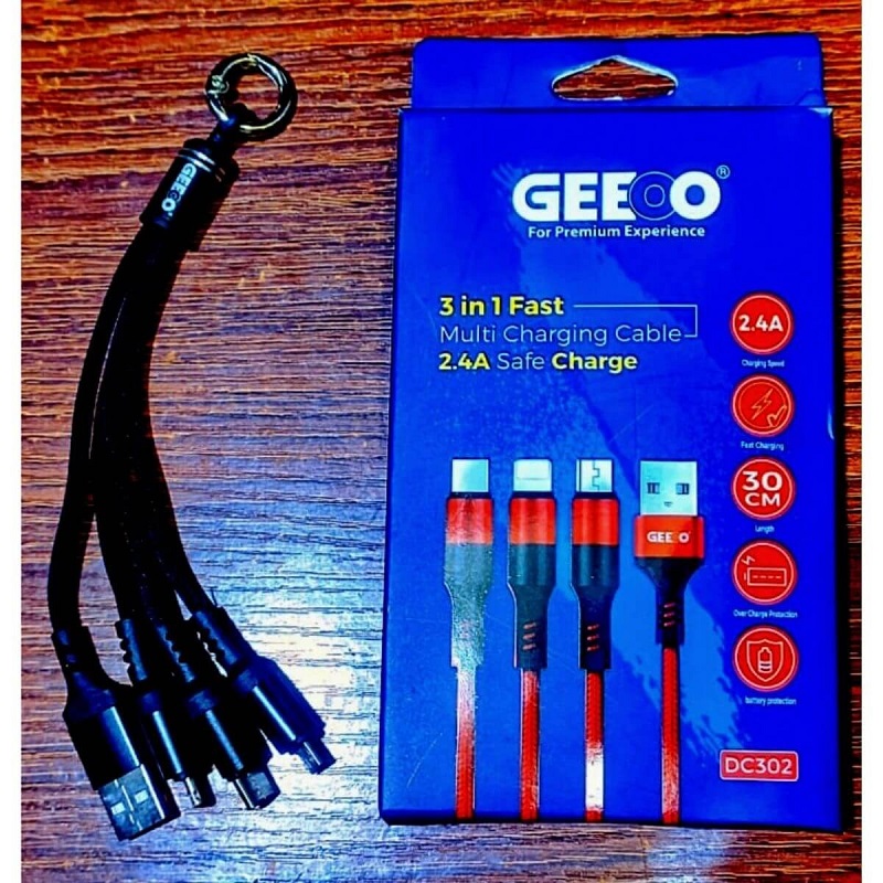 Geeoo DC302 2.4a 3in1 Fast PowerBank Cable