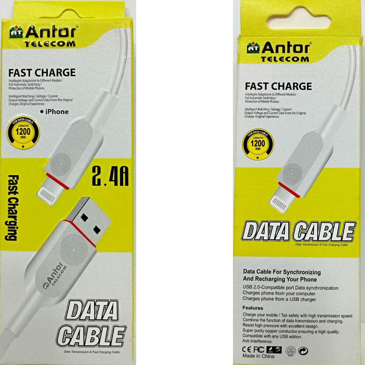 Antor 2.4A 1000mm IPhone Data CableBD