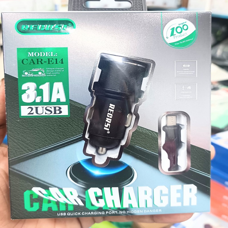 Recrsi 3.1A ModeE14 2usb Fast Car Charger BD