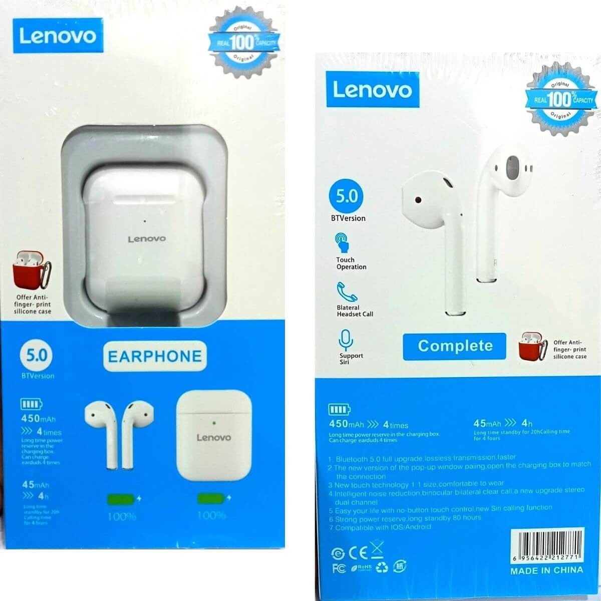 Lenovo Earbuds With Earbud Silicone Case Bd